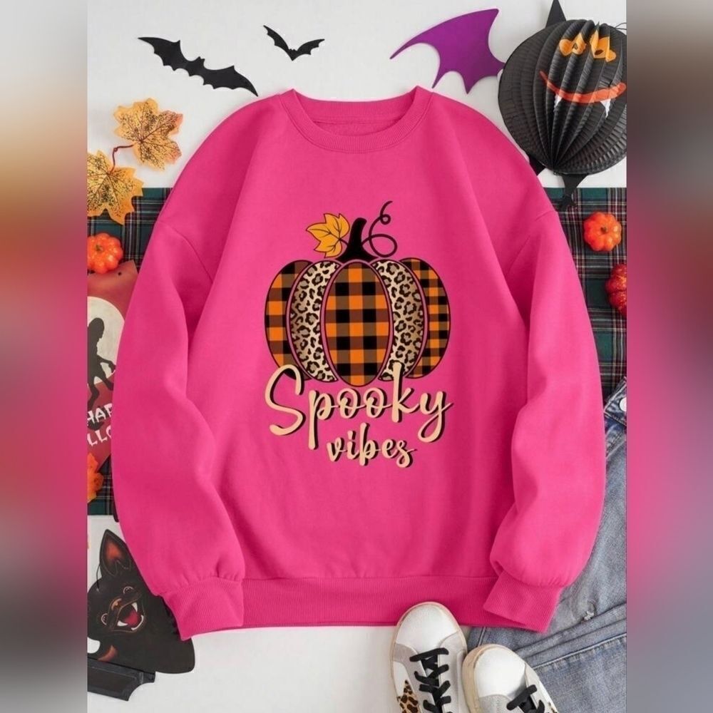 Spooky Vibes Pink Sweater Size XL